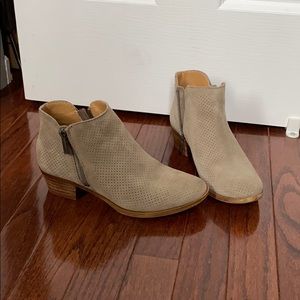 Lucky brand taupe beige perforated booties